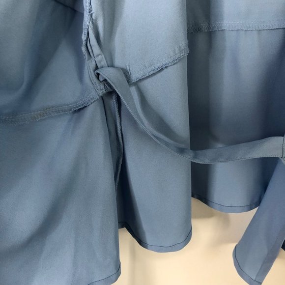 Asos Blue Floral Embroidered Wrap Peplum Top Size 18 NWT - Picture 5 of 10